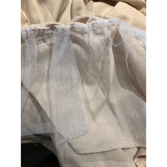 Eliza J Dress 10 Petite Ivory Lace Overlay Dress Gold Belted Party Wedding - Picture 8 of 9